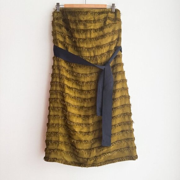 Banana Republic Raffia Detail Safari Green Midi Dress 6 - Picture 4 of 8